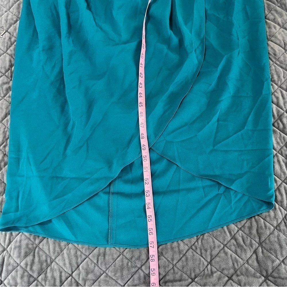 City Chic Dress Women XL 22 Midi Turquoise Slit Front Faux Wrap Sleeveless KK - Picture 6 of 10